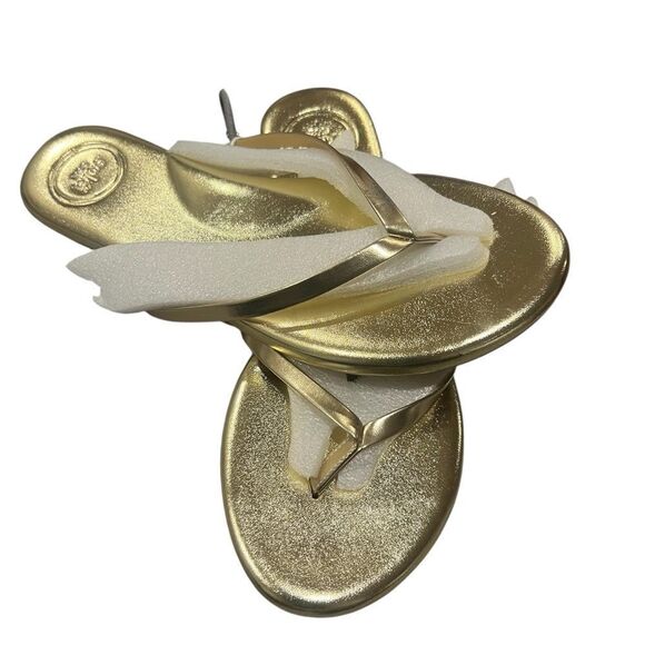 NWT Revolve Solei Sea Indie Metallic Gold Thong Sandal with arch support size 7 - Picture 3 of 7